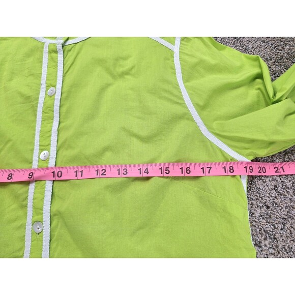 Gretchen‎ Scott Lime Green White Piping Button Down Shirt Size Medium - Picture 5 of 6